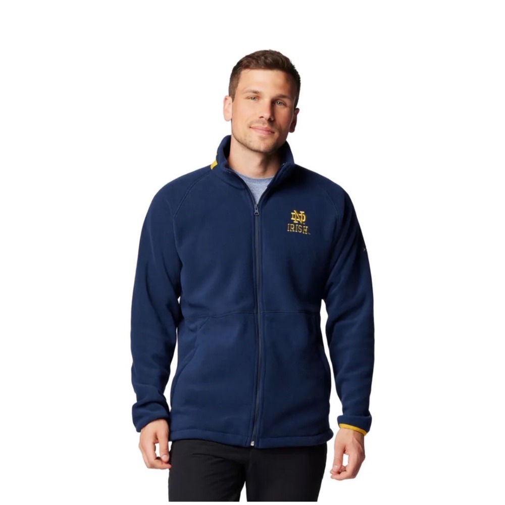 Columbia Notre Dame Fighting Irish Navy Blue Full Zip Fleece Jacket Mens XL